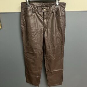 TIME‎ AND TRU Women's Faux Leather Leggings Sz 12 Brown Pants